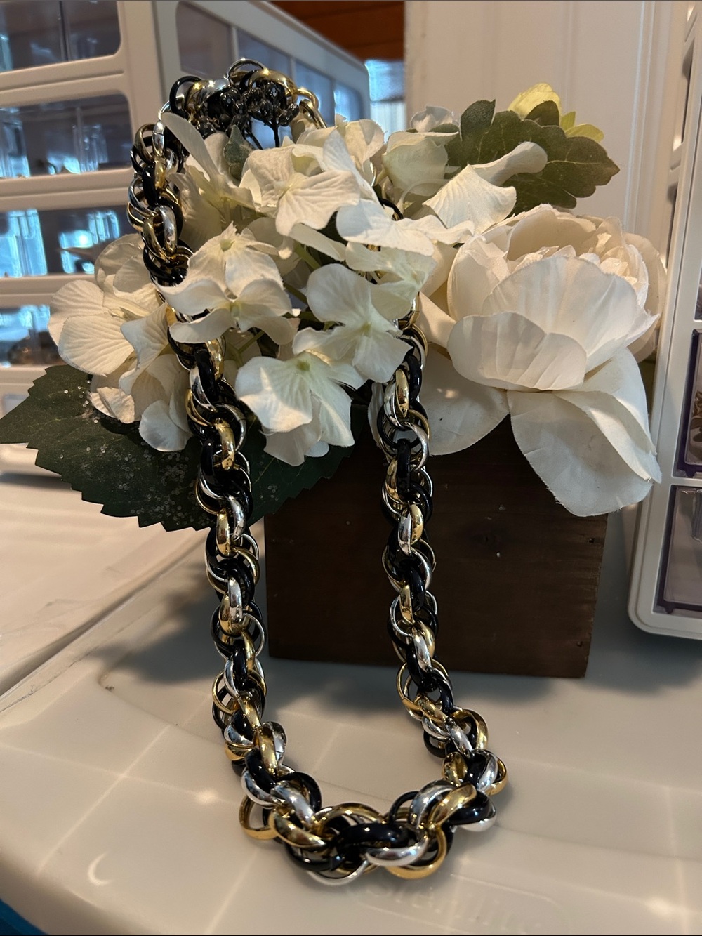 Black and Gold Chain Link Necklace